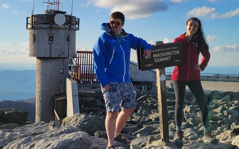 Hayden Pearson and Jackie Bellefontaine, both Weather Observers/Education Specialists (UMaine alums taking over the summit!).